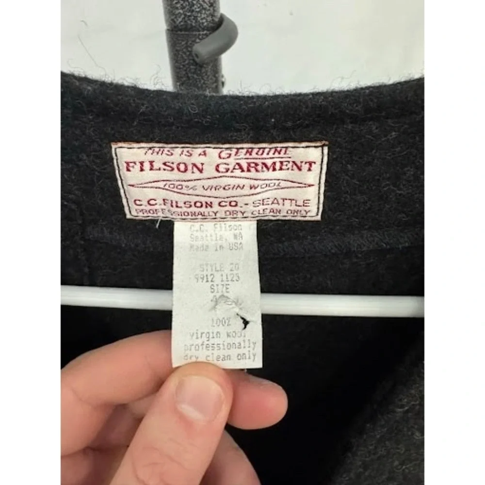Filson Mackinaw Wool Vest Charcoal Mens 44 Style 20 Made in USA Vintage Repaired